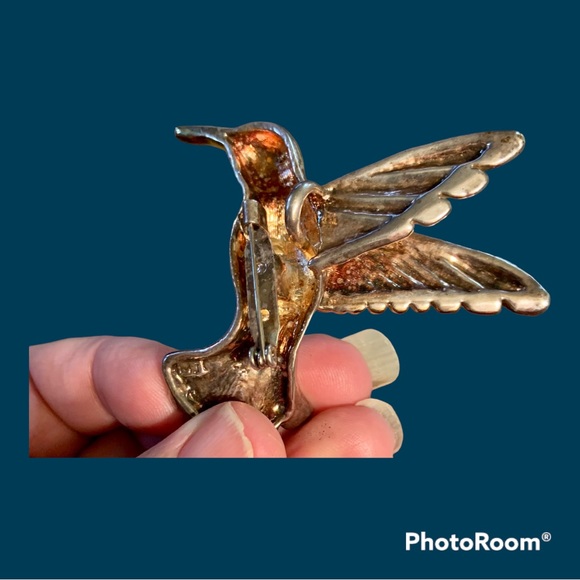 Signed MJ vintage costume jewelry
Marie Jennifer hummingbird Brooch pendant - Picture 3 of 4